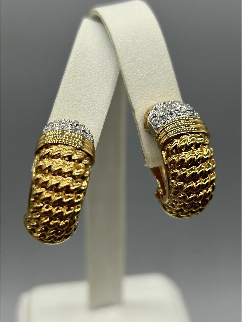 Swarovski Gold & Silver Tone Sparkling Crystal Clip On Fashionable Earrings